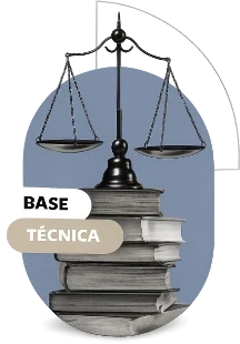 Ilustração de uma balança da justiça sobre uma pilha de livros, representando fundamentação jurídica, pesquisa e produção de conhecimento em compliance de gênero.