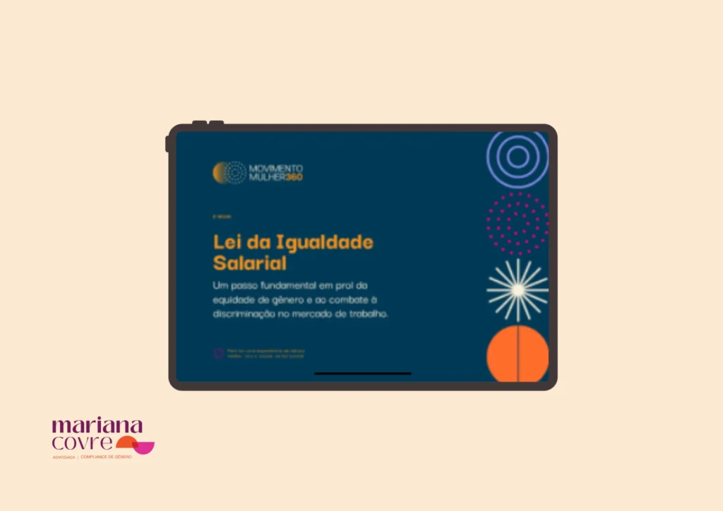 Capa do e-book "Lei da Igualdade Salarial", coautoria da advogada Mariana Covre, publicado pelo Movimento Mulher360.